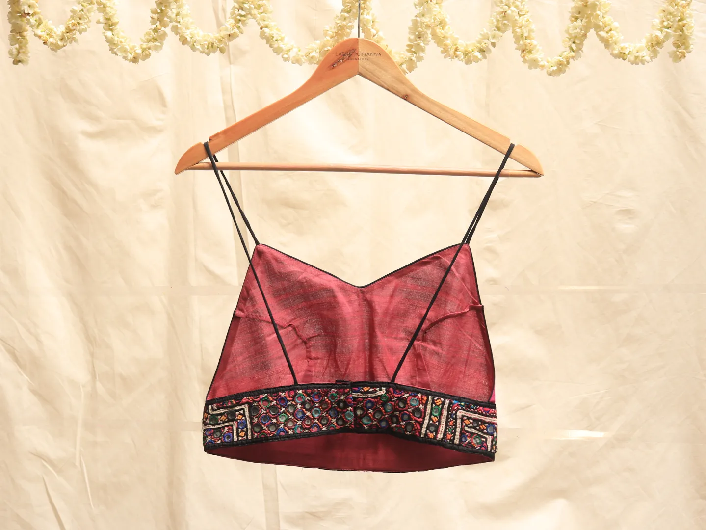 Meganta pink, Mangalgiri cotton, Hand embroidery bralette