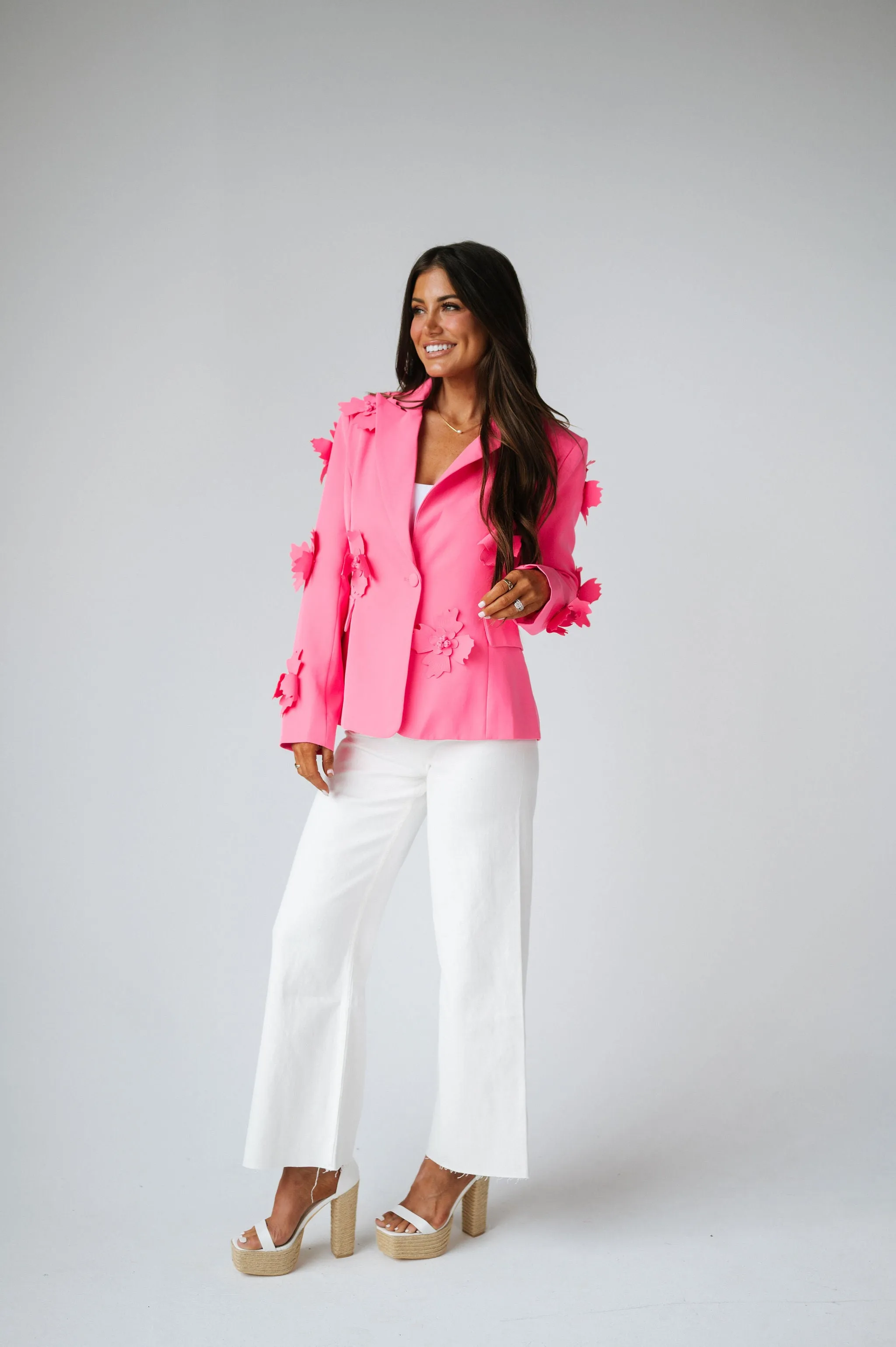 Melonie Flower Blazer- Pink