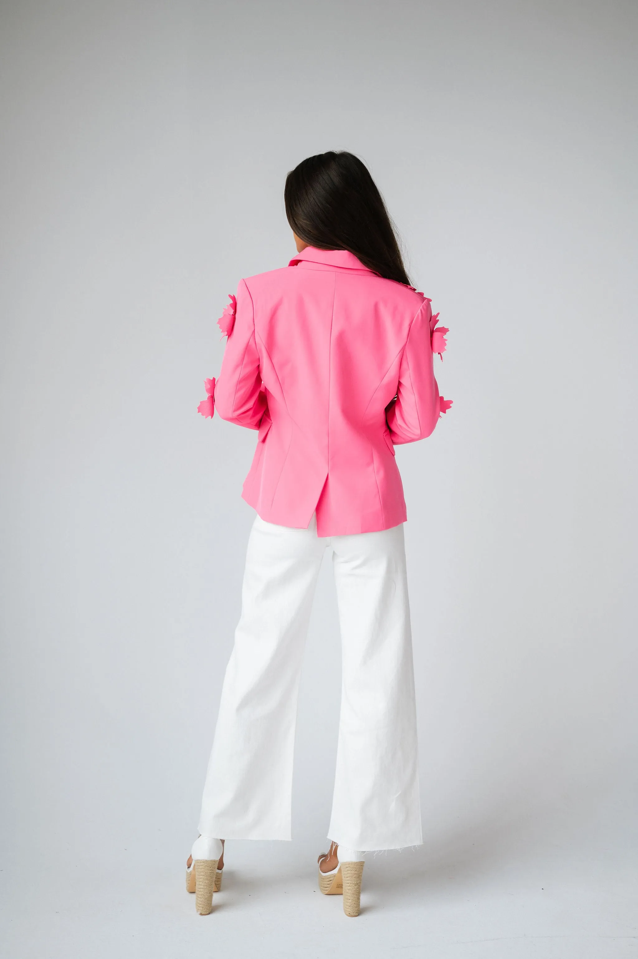 Melonie Flower Blazer- Pink