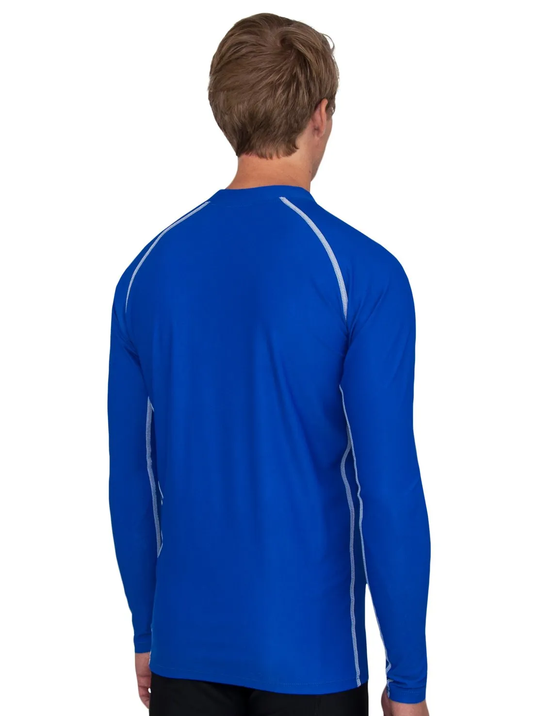 Men's  Chlorine Resistant Long Sleeve Zip Rash Guard - Royal