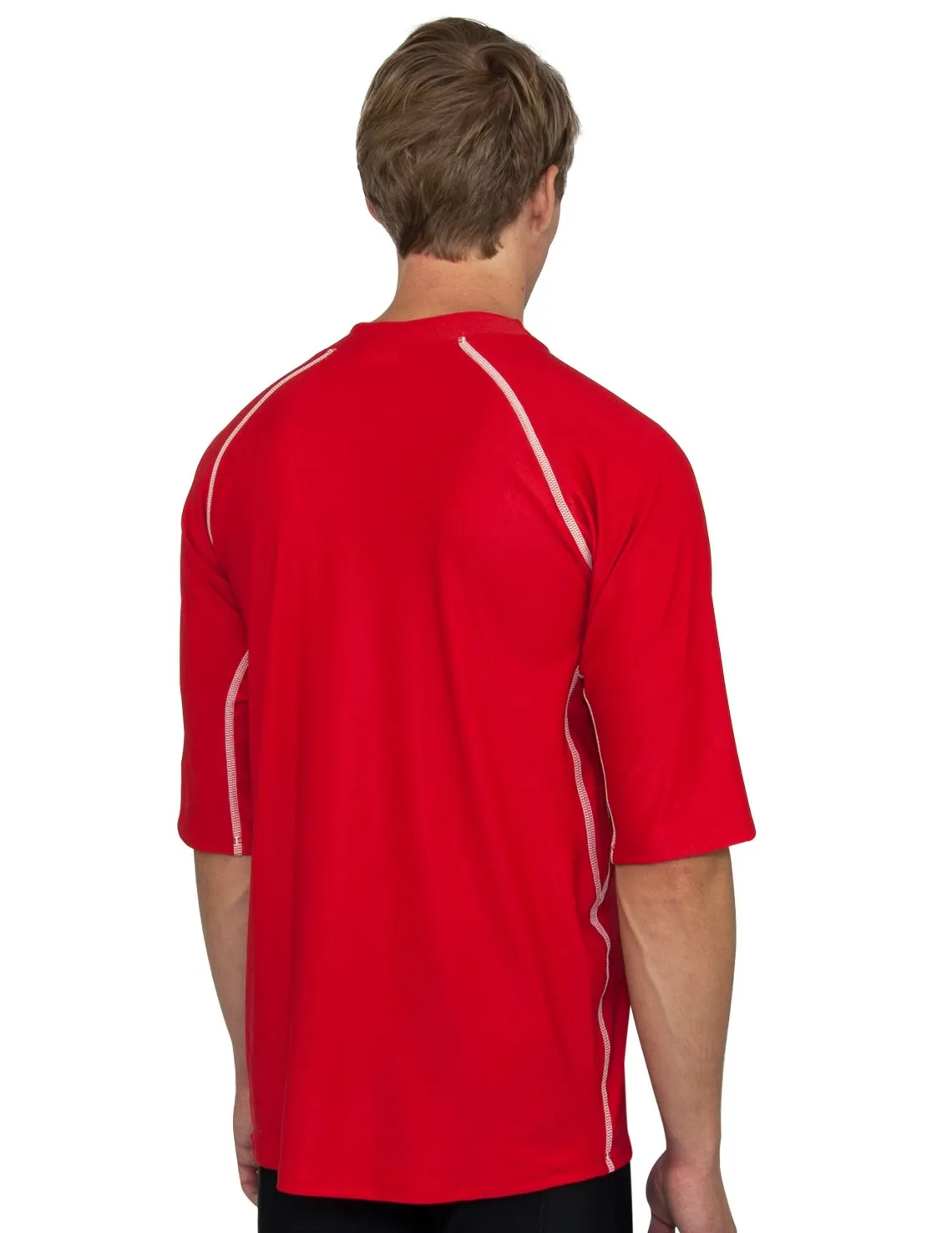 Men's  Chlorine Resistant Short Sleeve Rash Guard - Red