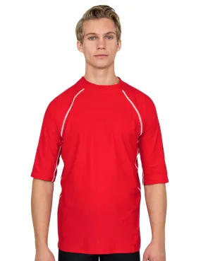 Men's  Chlorine Resistant Short Sleeve Rash Guard - Red