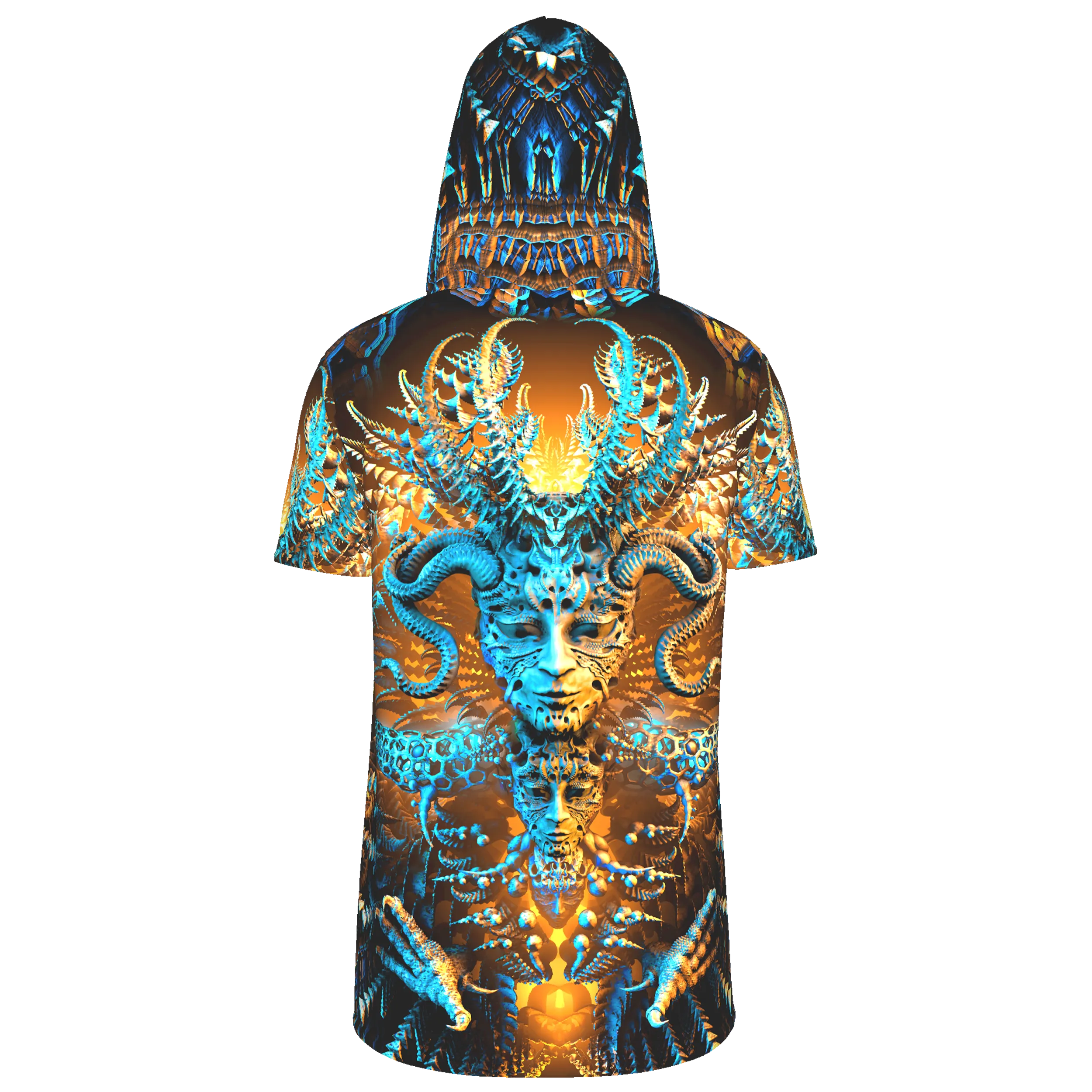 Mens Festival Top | Psy Clothing | Mens Rave Outfit | UV Blacklight Shirt | Psychedelic Shirt | Neck Gaiter and Hood | Gamuyan - Ninja