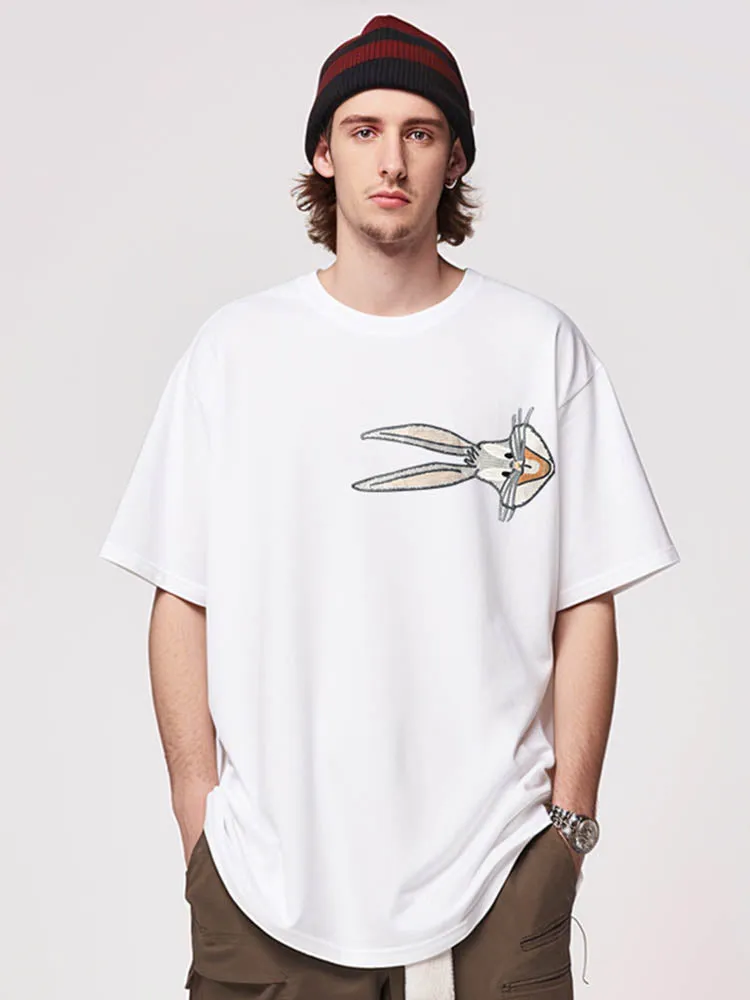 Men'S Flowy Cotton T-Shirts With Rabbit Embroidery