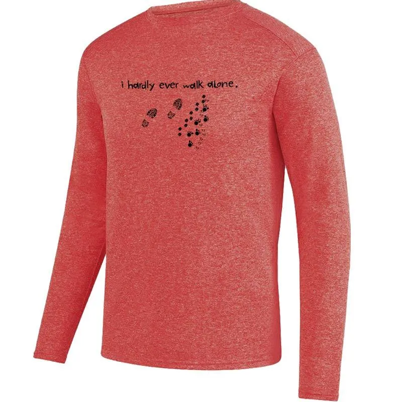 Men's HeatherSoft Tech Long Sleeve Crew - "I Hardly Ever Walk Alone"