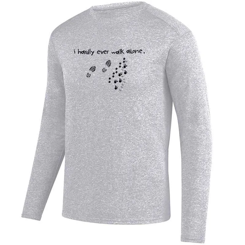 Men's HeatherSoft Tech Long Sleeve Crew - "I Hardly Ever Walk Alone"