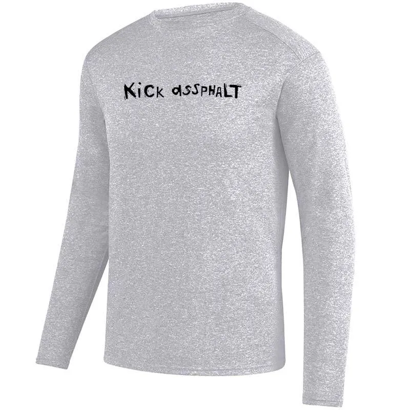 Men's Heathersoft Tech Long Sleeve Crew - "Kick Assphalt"