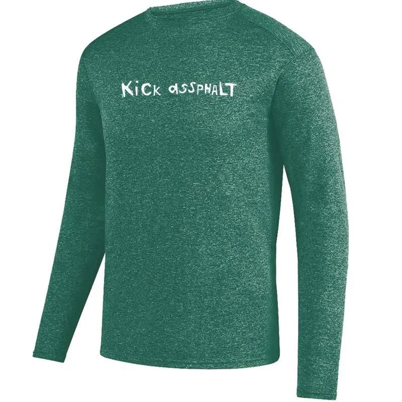 Men's Heathersoft Tech Long Sleeve Crew - "Kick Assphalt"