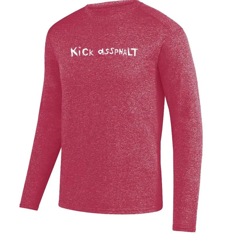 Men's Heathersoft Tech Long Sleeve Crew - "Kick Assphalt"