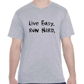 Men's HeatherSoft Tech Short Sleeve Shallow V - "Live Easy. Run Hard."