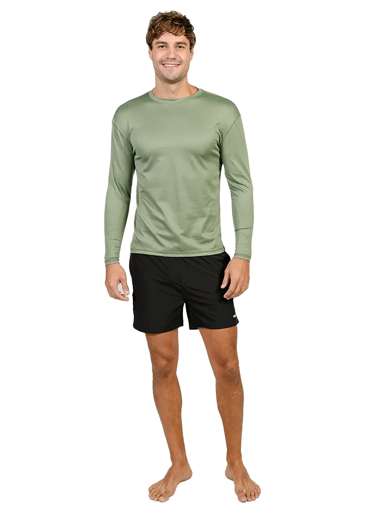 Men's UPF 50  UV Sun Protection Outdoor Long Sleeve Performance T-Shirt in birdseye fabric