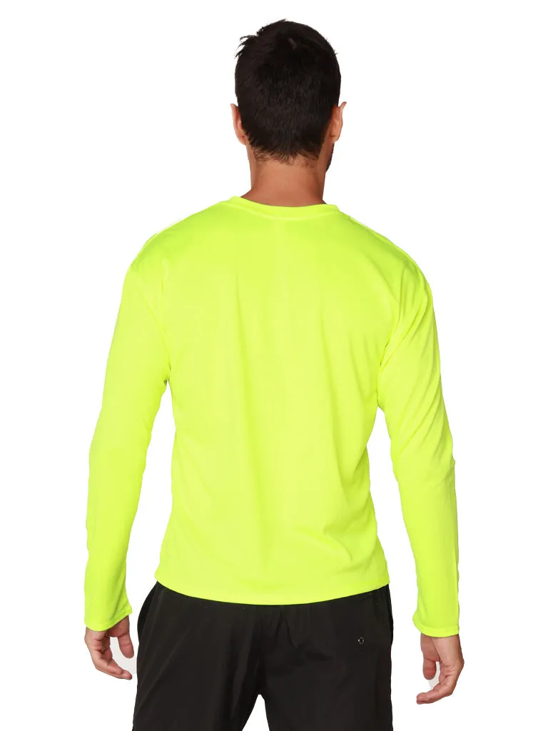 Men's UPF 50  UV Sun Protection Outdoor Long Sleeve Performance T-Shirt in birdseye fabric