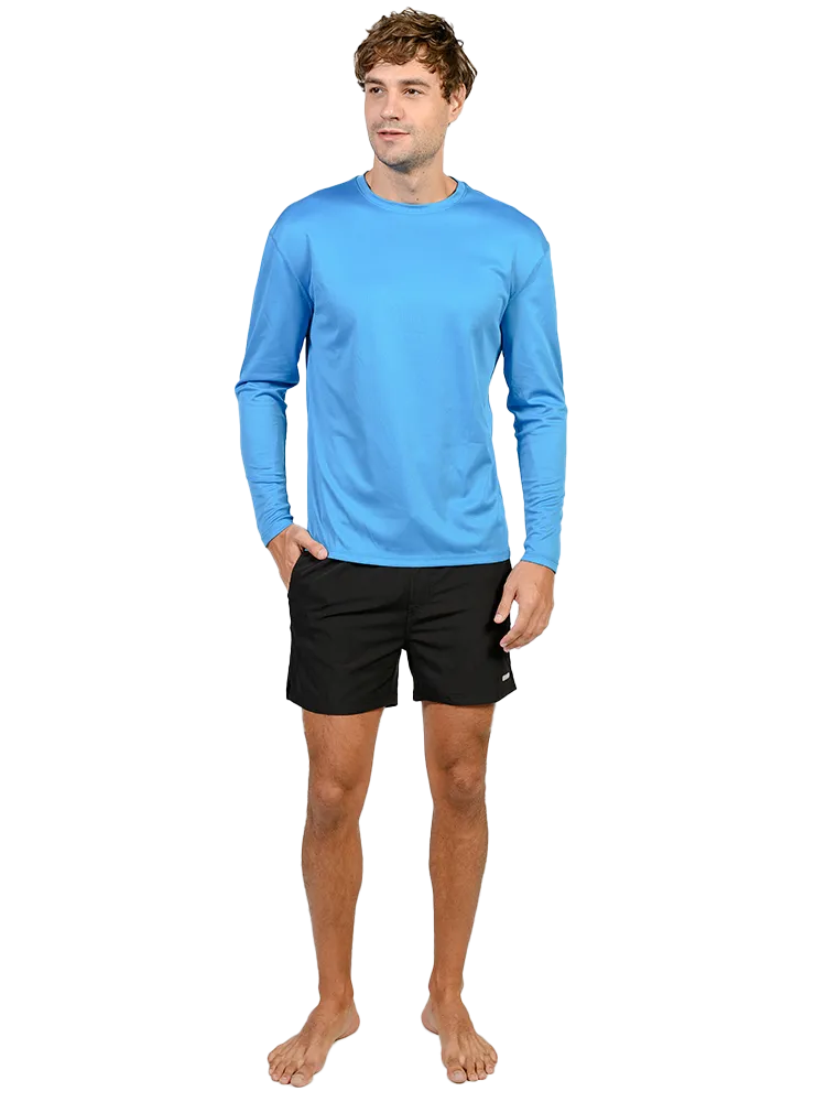 Men's UPF 50  UV Sun Protection Outdoor Long Sleeve Performance T-Shirt in birdseye fabric