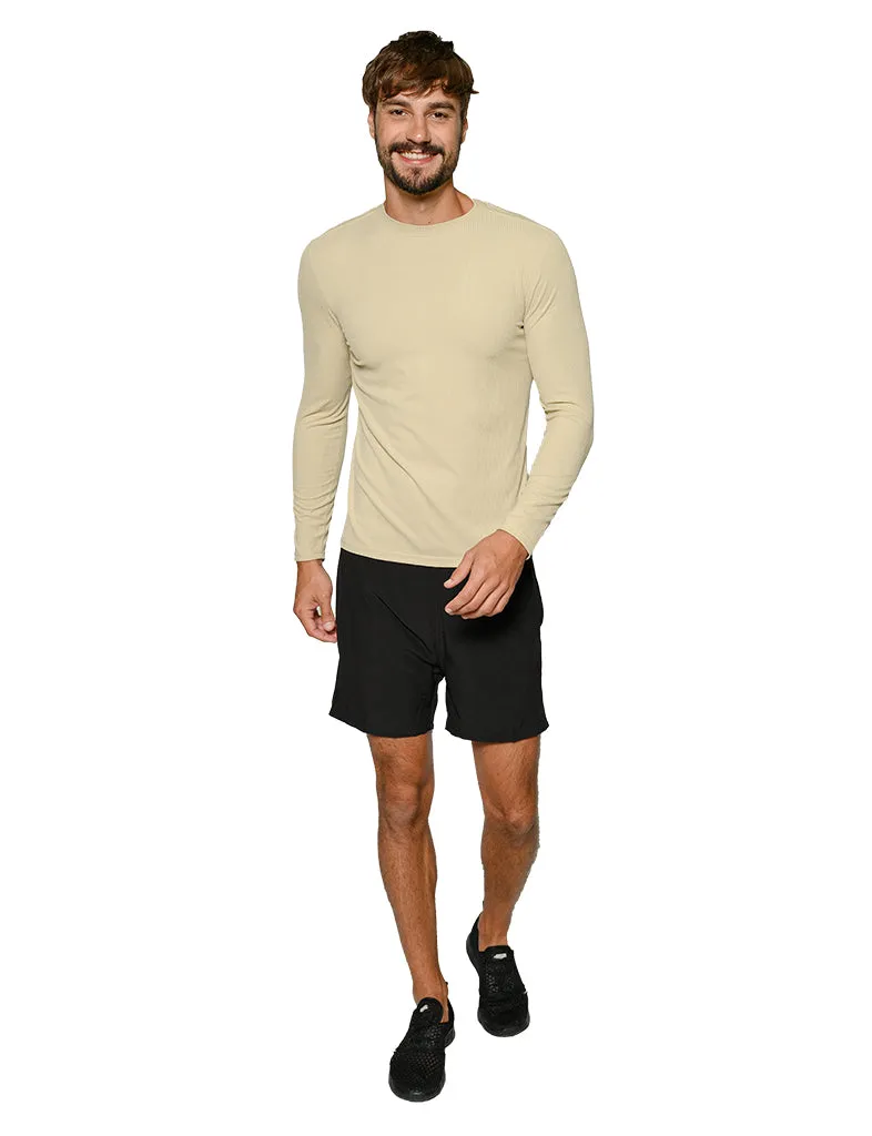 Men's UPF 50  UV Sun Protection Outdoor Long Sleeve Performance T-Shirt in birdseye fabric