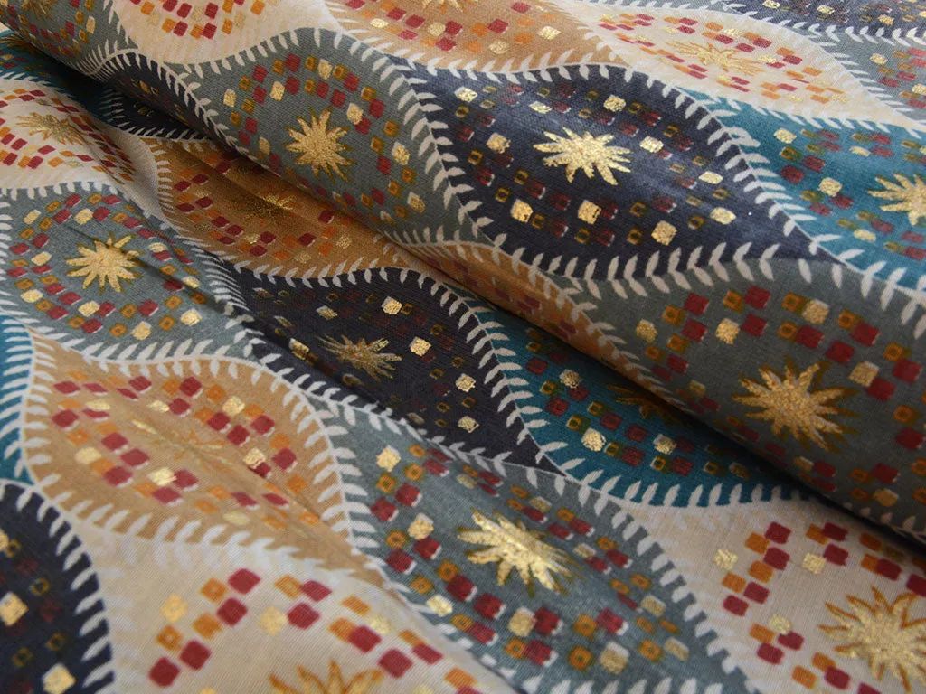 Multicolor Waves Premium Modal Chanderi Silk Fabric