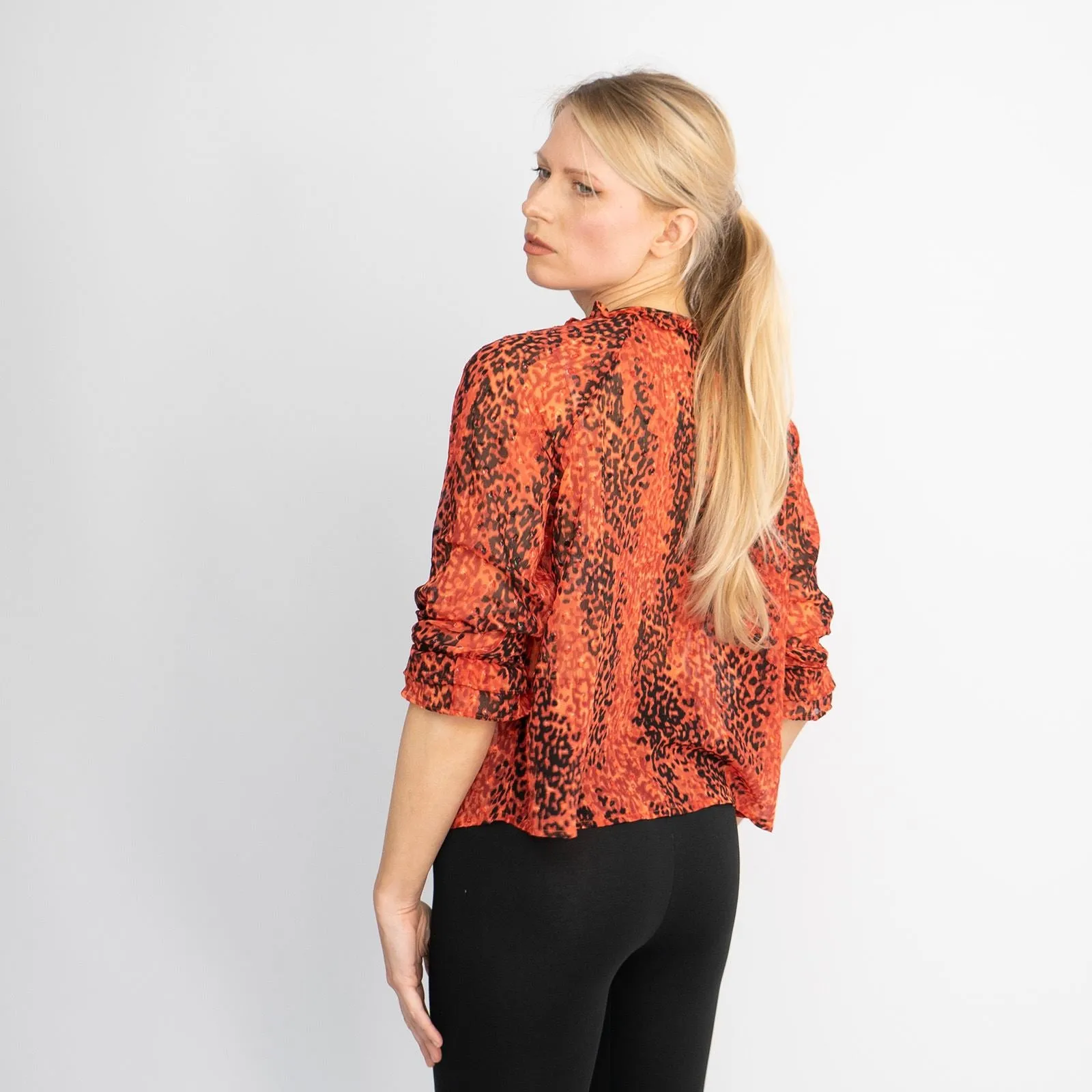 Next Red Leopard Print Lightweight 3/4 Sleeve Tops