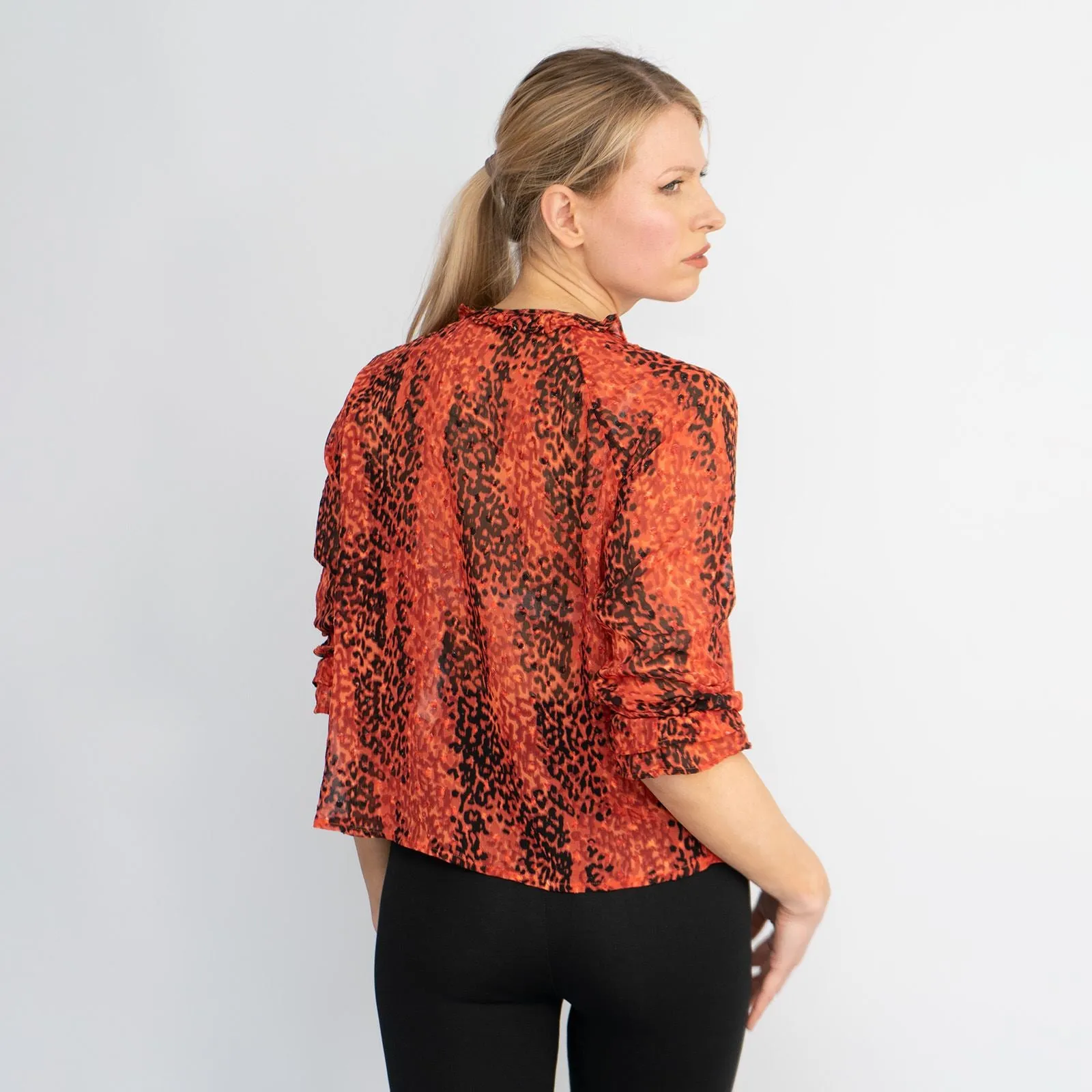 Next Red Leopard Print Lightweight 3/4 Sleeve Tops