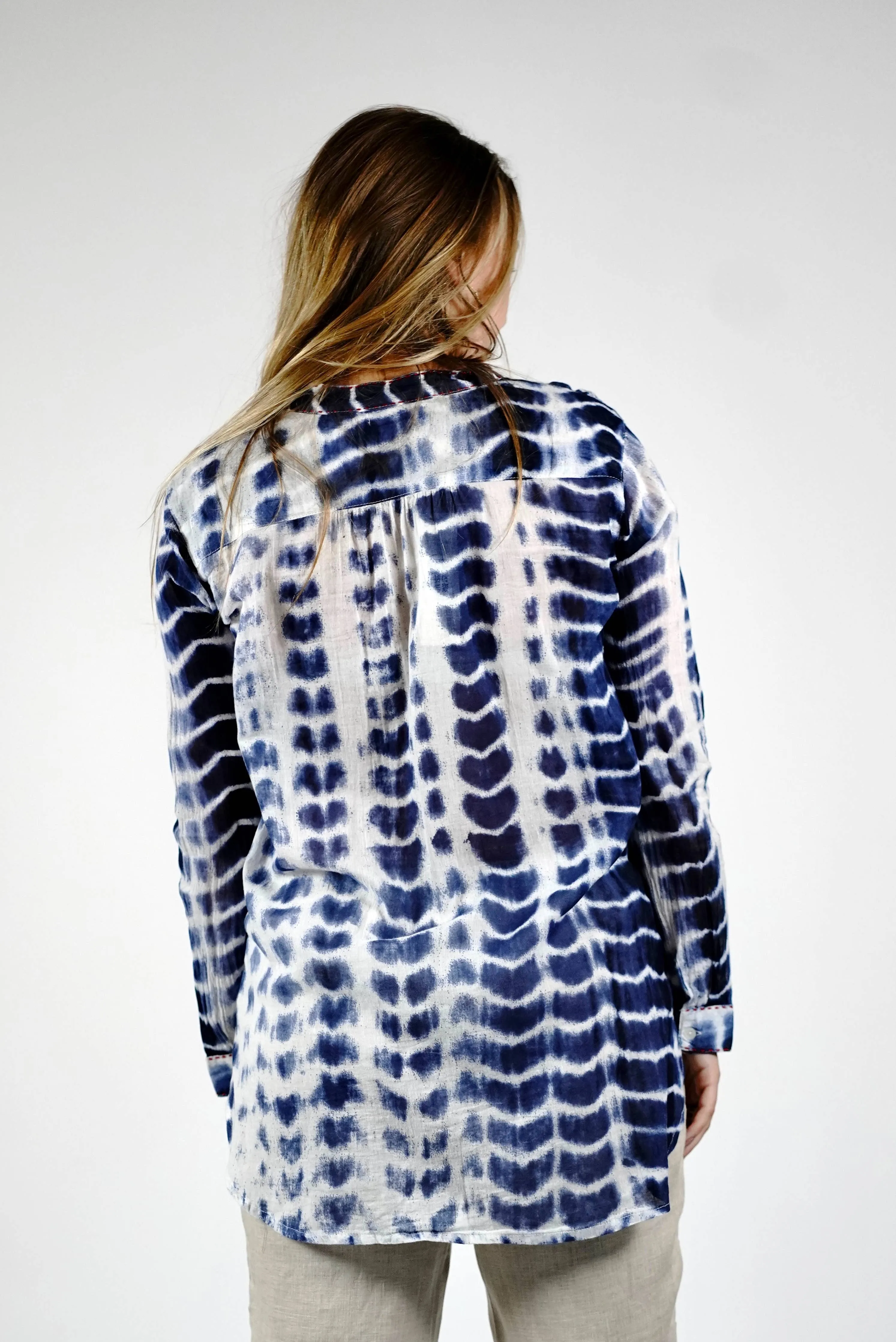 Norie Shibori Navy Top