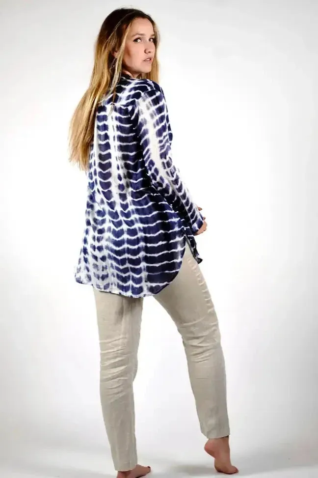 Norie Shibori Navy Top