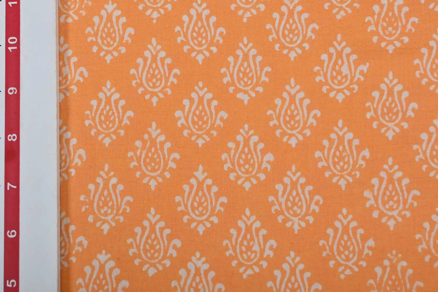 Orange & White Traditional Cotton Cambric Fabric