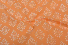 Orange & White Traditional Cotton Cambric Fabric