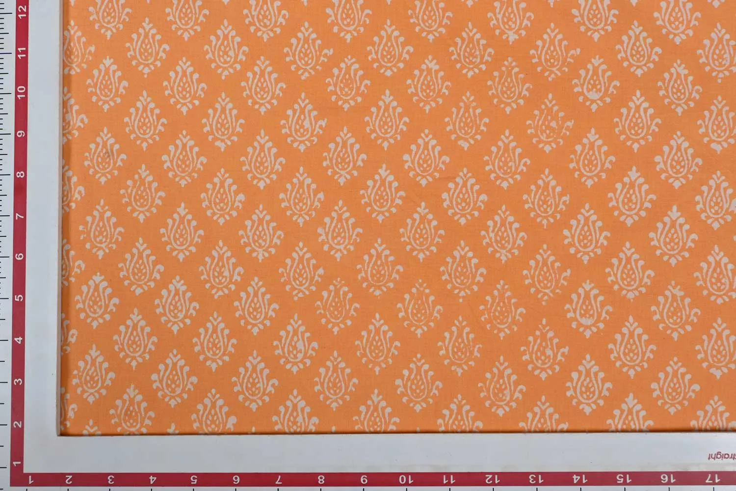 Orange & White Traditional Cotton Cambric Fabric