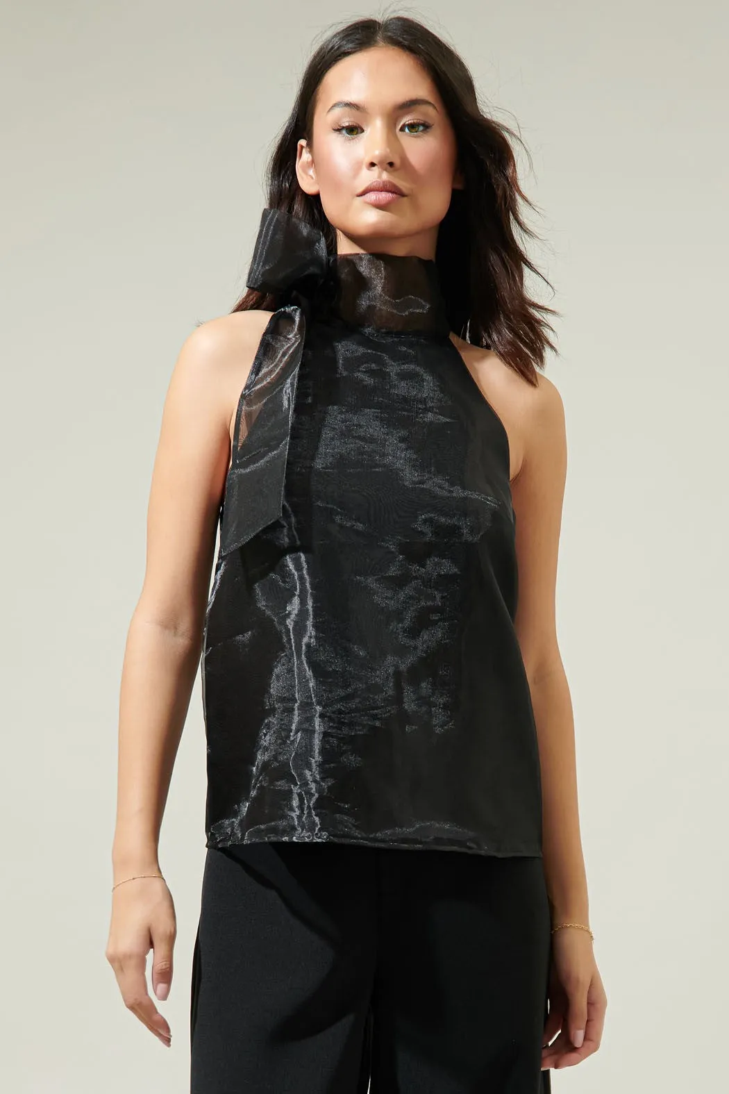 Organza Tie Neck Top