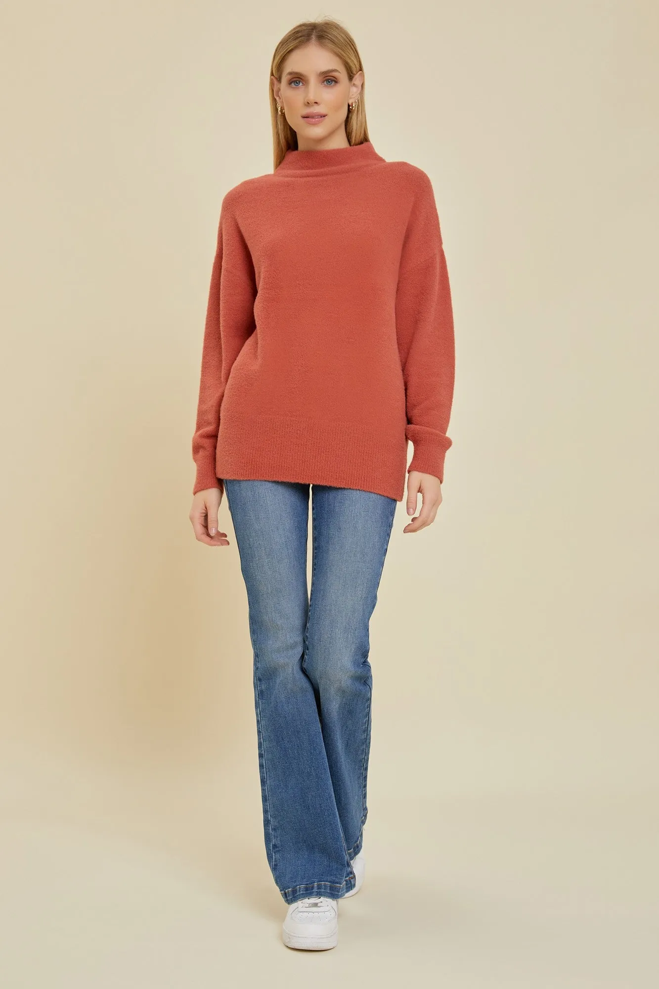 Persimmon Mock Neck Sweater