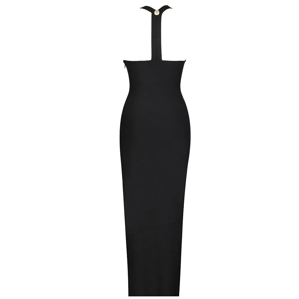 Pre Order:  Metal Button Maxi Bandage Dress