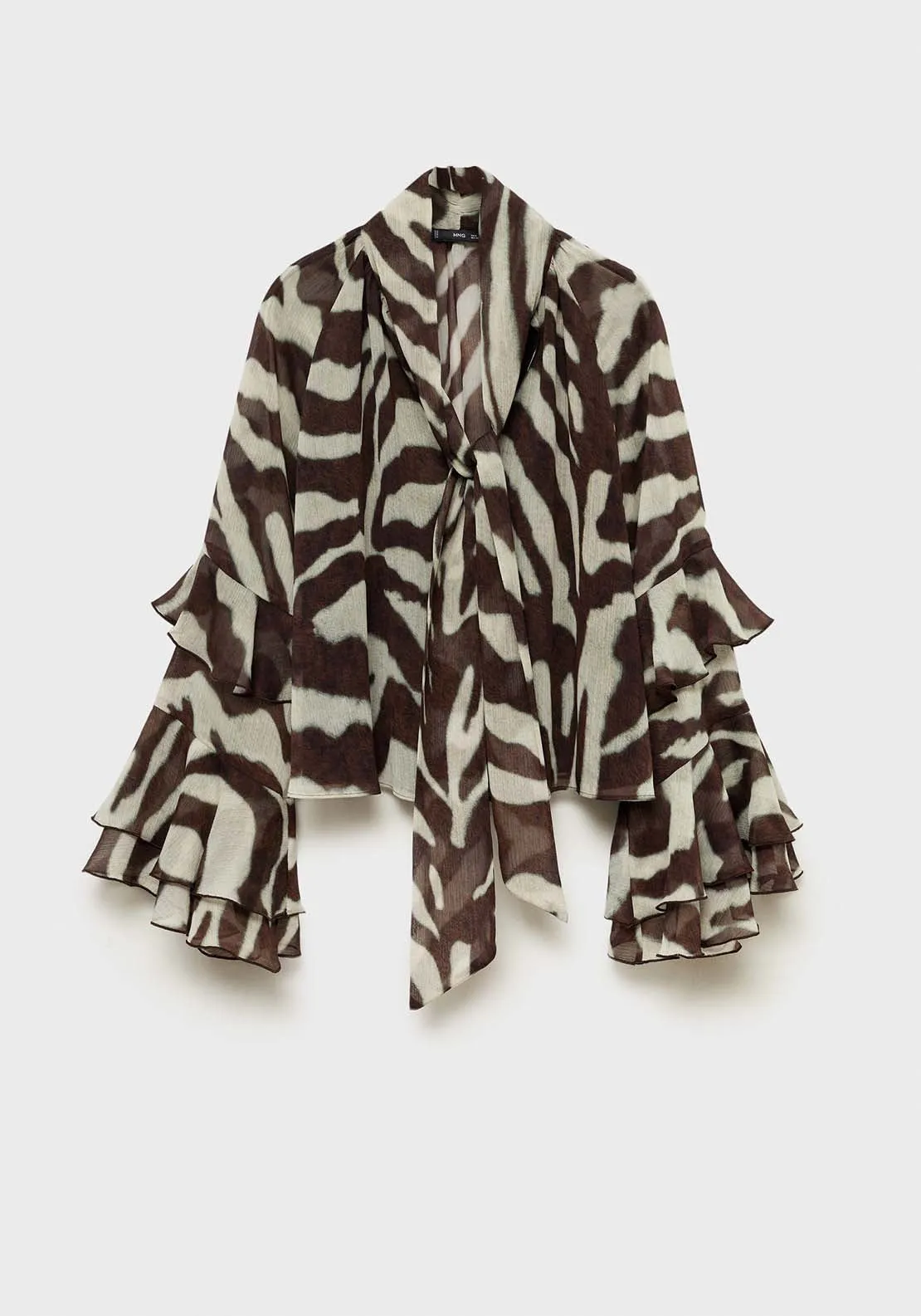 Printed blouse with flared sleeves - Brown