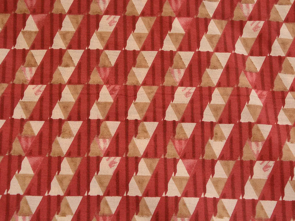 Red & Cream Geometric Premium Modal Chanderi Silk Fabric