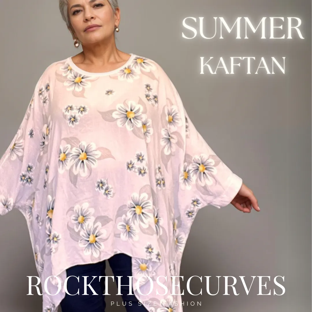 ROCKTHOSECURVES FLORAL OVERSIZED KAFTAN / BLOUSE WITH SEQUIN CUFFS