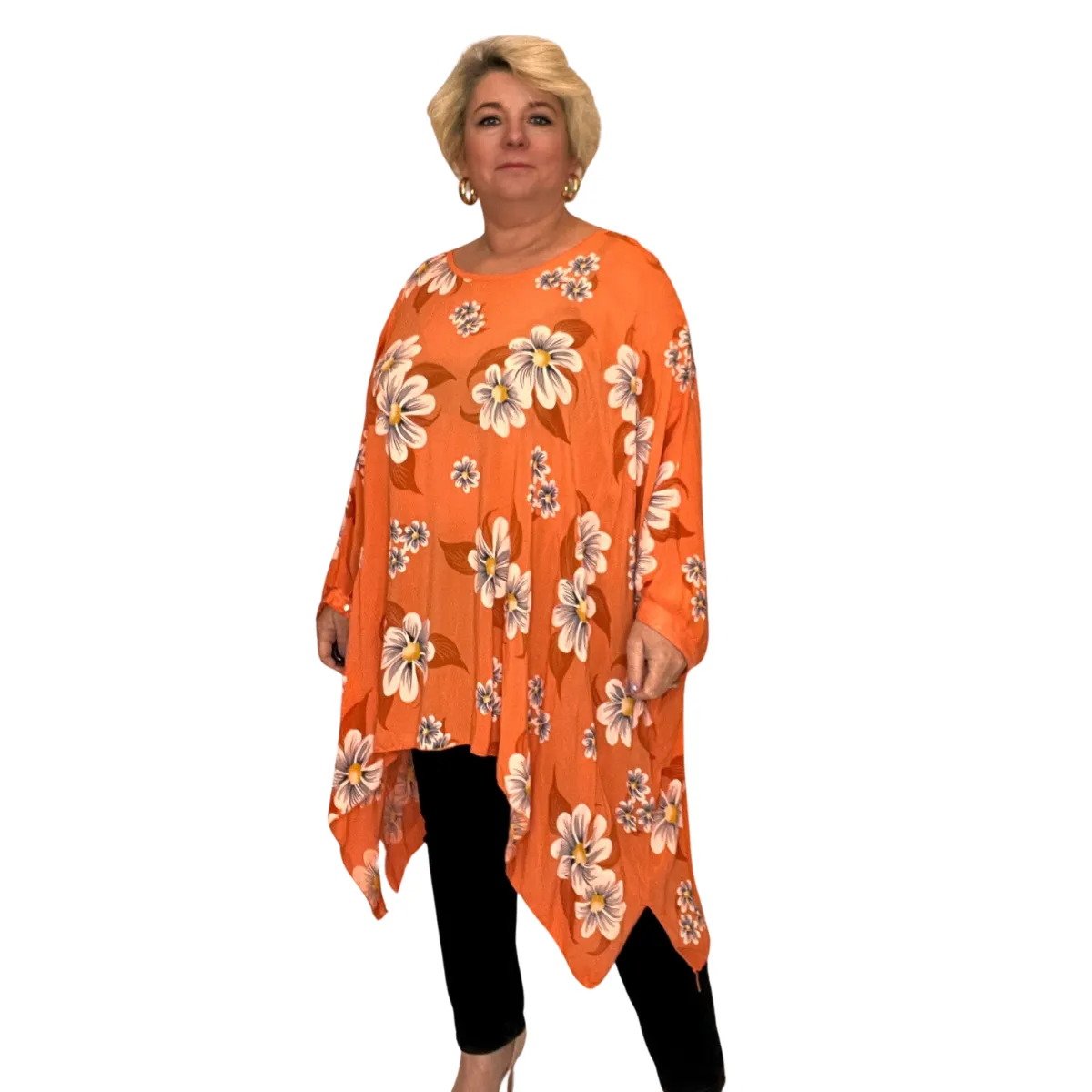 ROCKTHOSECURVES FLORAL OVERSIZED KAFTAN / BLOUSE WITH SEQUIN CUFFS