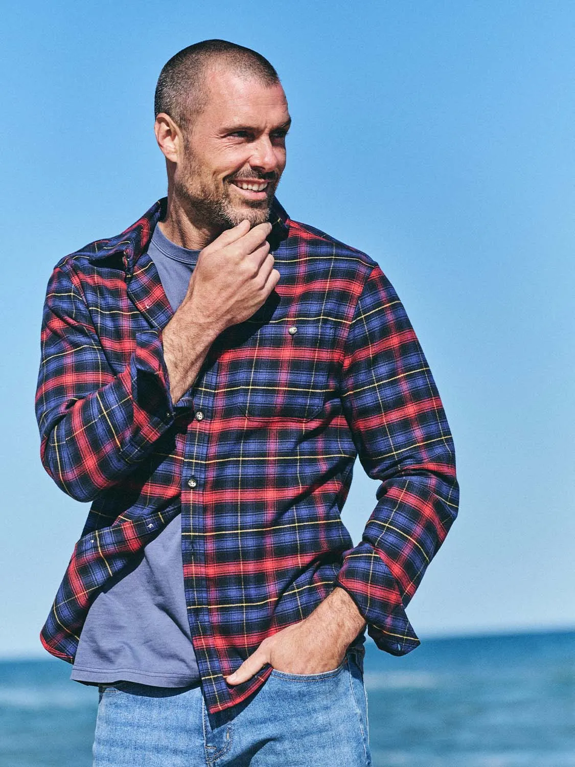 Seaside Lightweight Flannel | Sail Blue Plaid