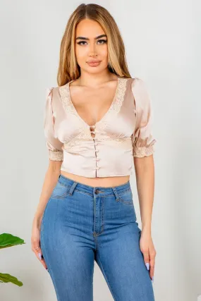 Solid Satin Crop Top