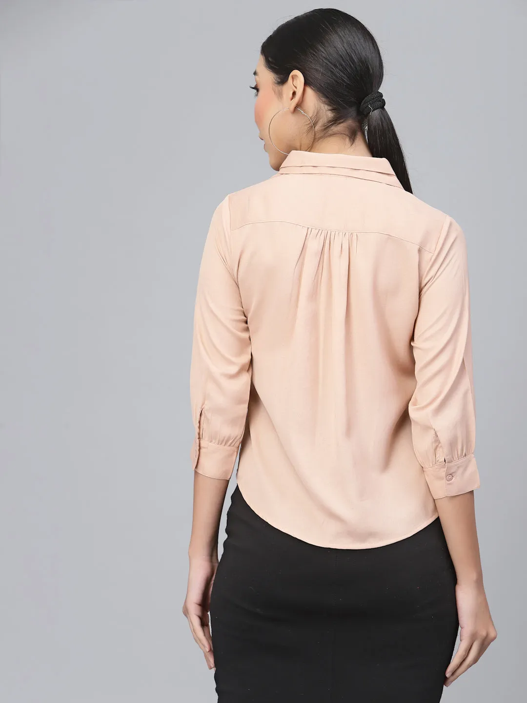 Style Quotient Women Nude-Coloured Smart Formal Shirt