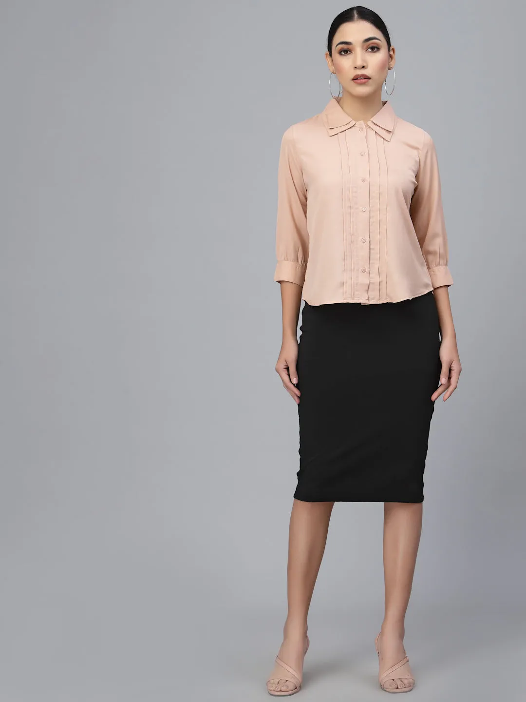 Style Quotient Women Nude-Coloured Smart Formal Shirt