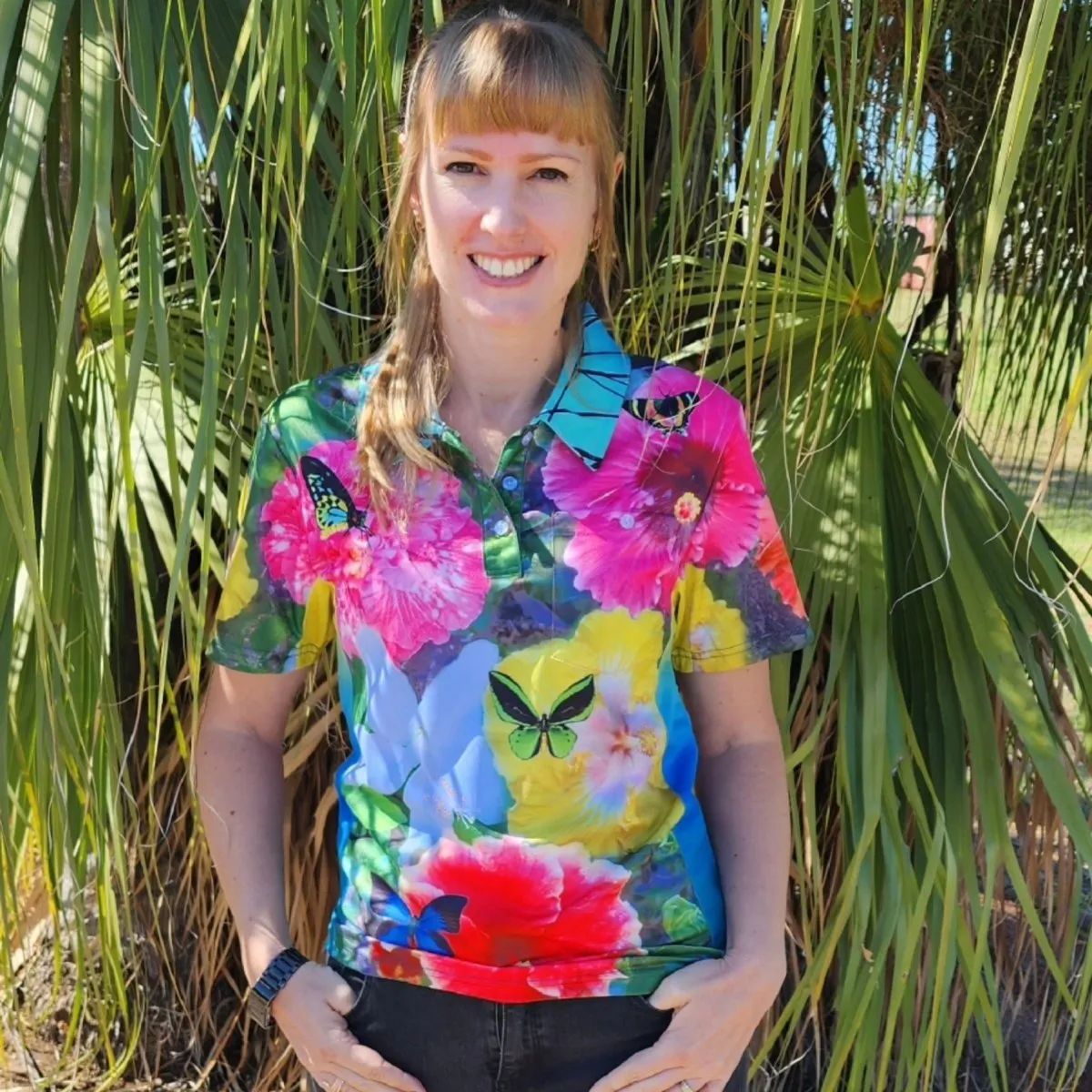 Sun Safe Short Sleeve Gardening Shirts - Butterfly Garden