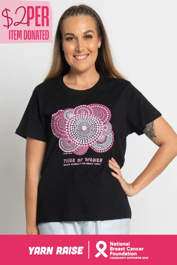 Tribe Of Women Awareness Black Cotton Crew Neck Women’s T-Shirt