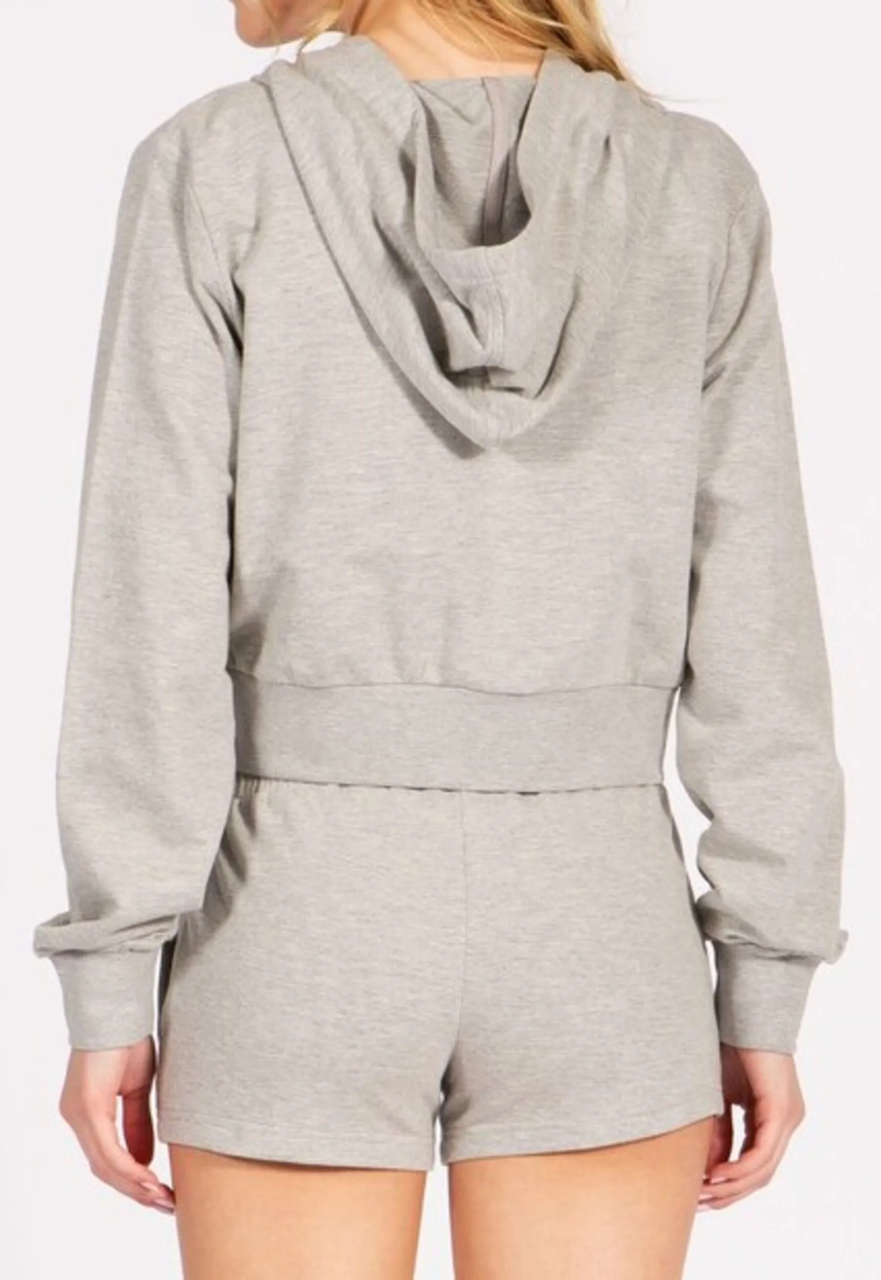 Women's Cropped Zip Up French Terry Hooded Jacket