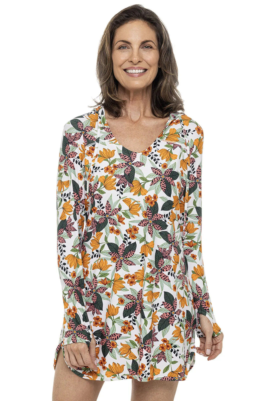 Women's Seacoast Swim Cover-Up Dress  |  Apricot Crush Floral Paradise