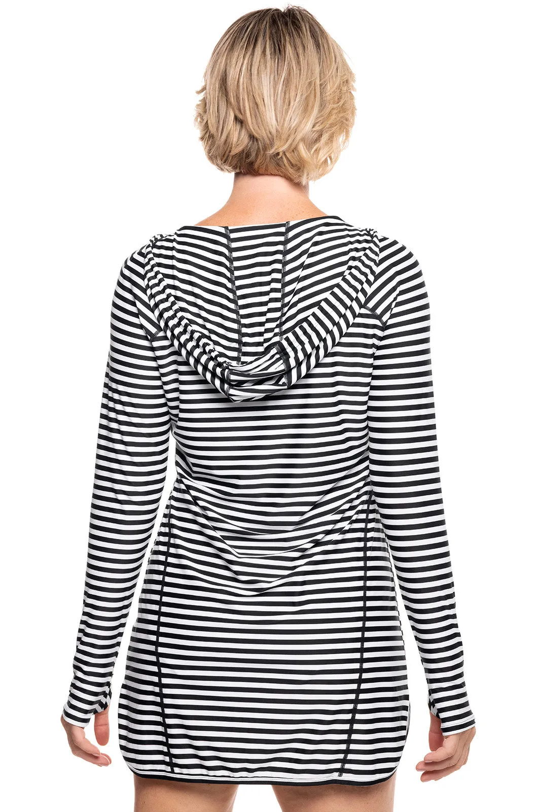 Women's Seacoast Swim Cover-Up Dress | White/Black Stripe