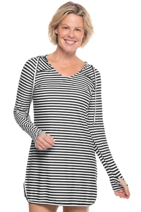 Women's Seacoast Swim Cover-Up Dress | White/Black Stripe